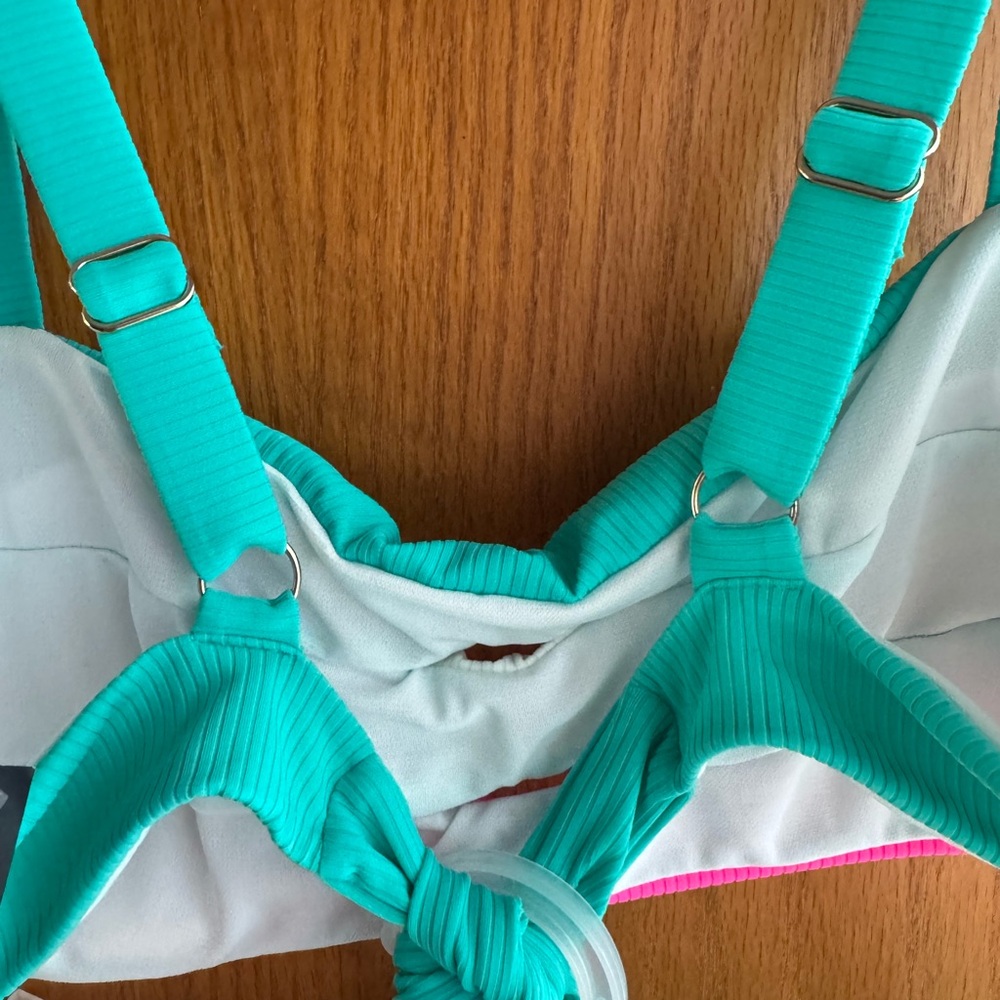 No Boundaries Aqua and Pink Bikini Set - Picture 10 of 10